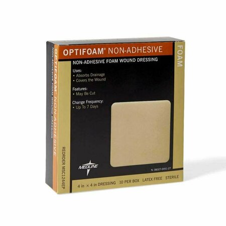 MEDLINE Optifoam Non-Adhesive Foam Wound Dressing, 4in. X 4in., Educational Packaging MSC1244EPH